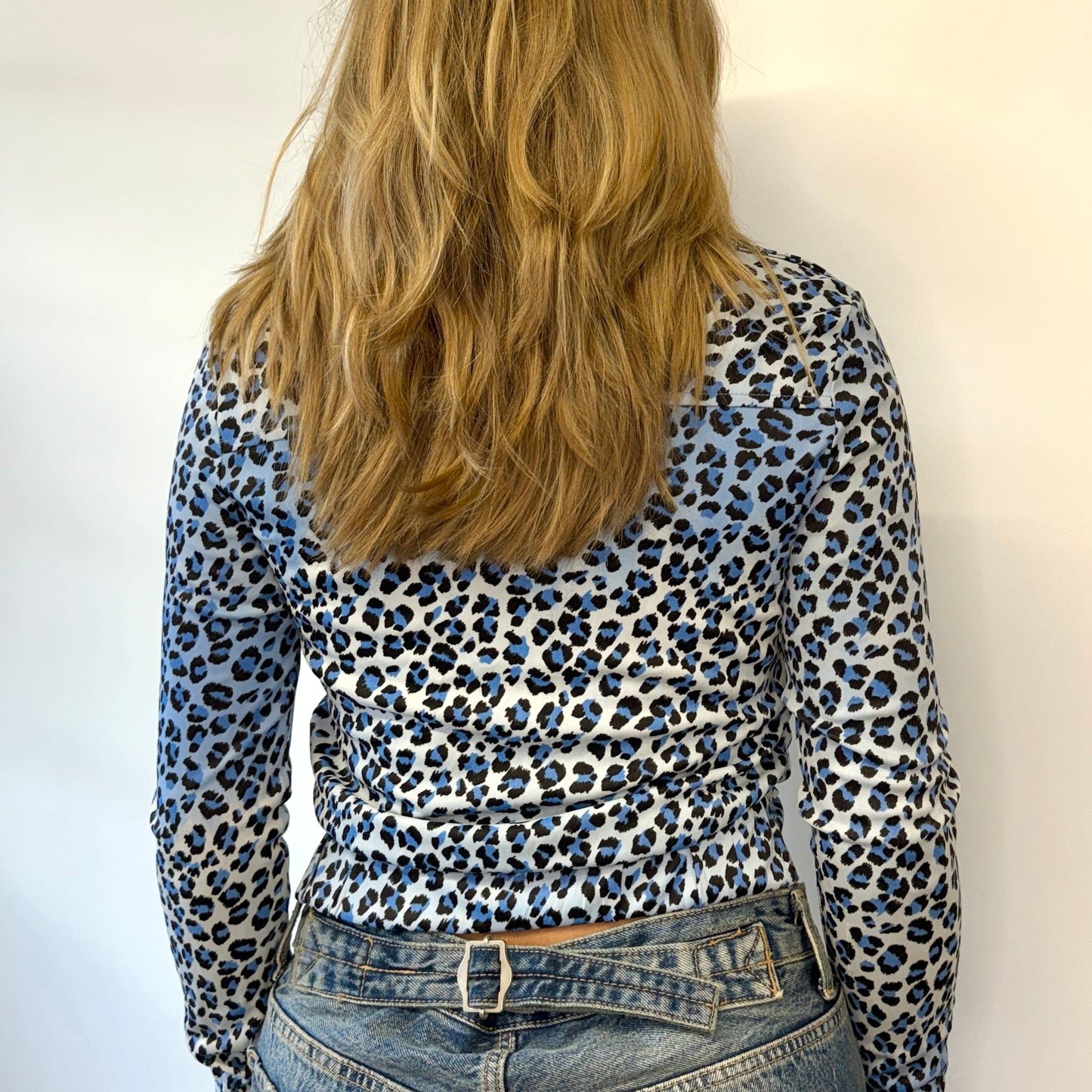 Morgan blue leopard blouse - Size S