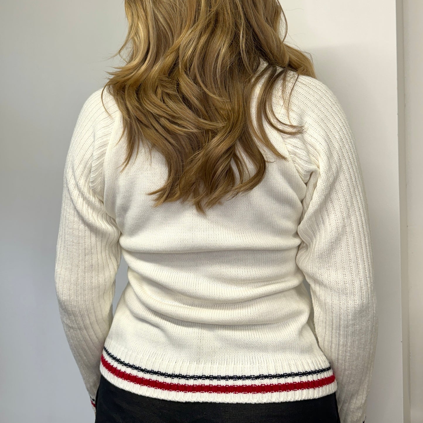 White knit double zip jumper - Size S