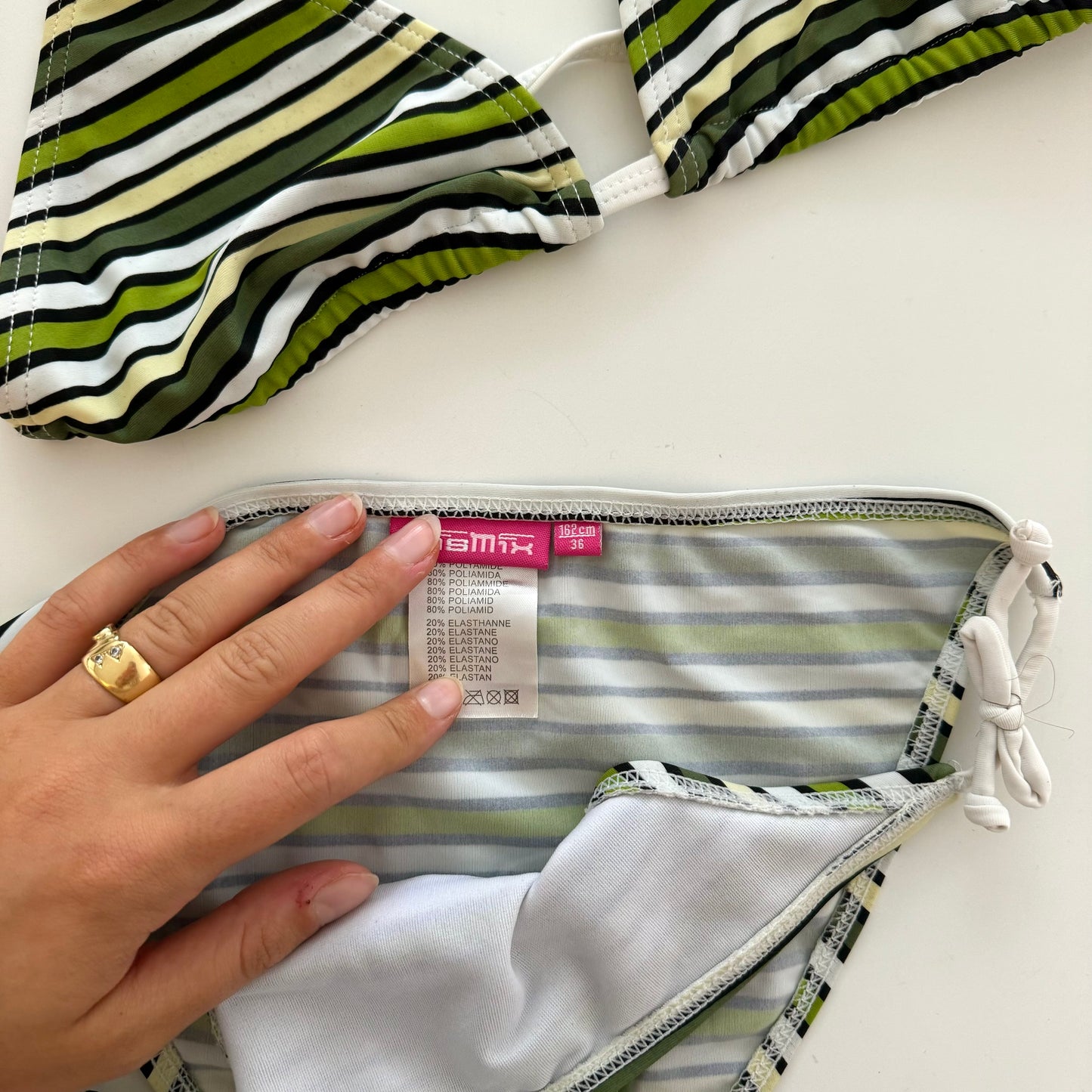 Striped green bikini - EU 36 / UK 8