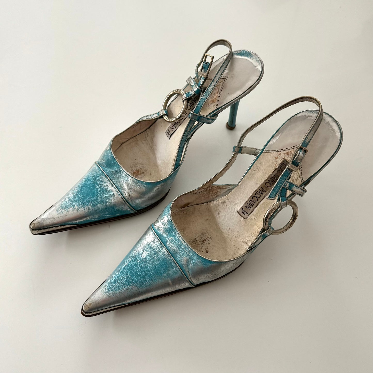 Blue and silver leather kitten heels - EU 36.5/UK 4