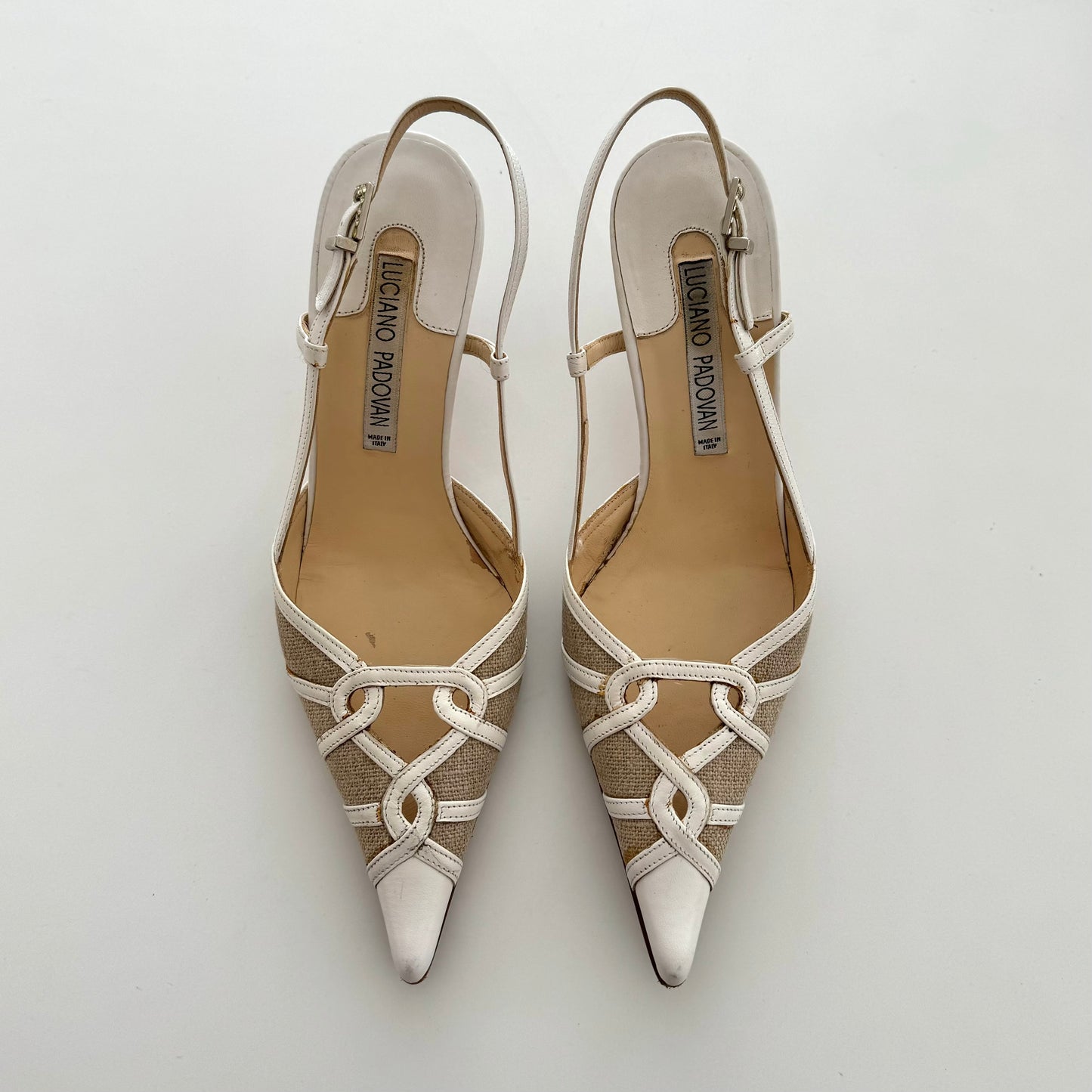 White canvas kitten heels - EU 35.5/UK 3