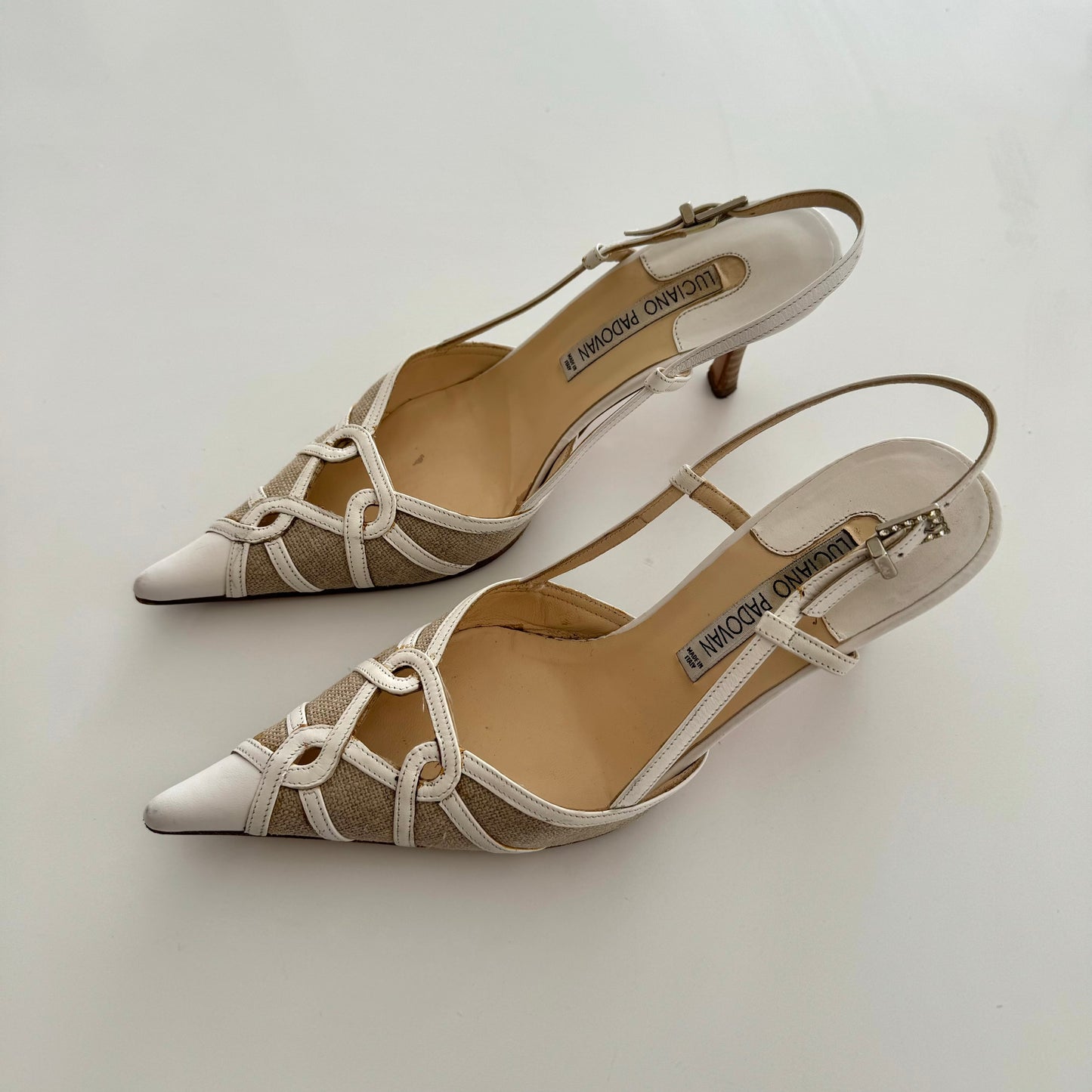 White canvas kitten heels - EU 35.5/UK 3
