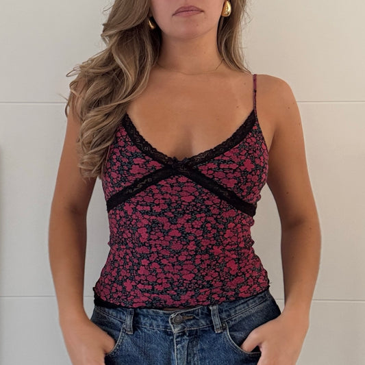 Kookai burgundy floral cami - Size XS/S