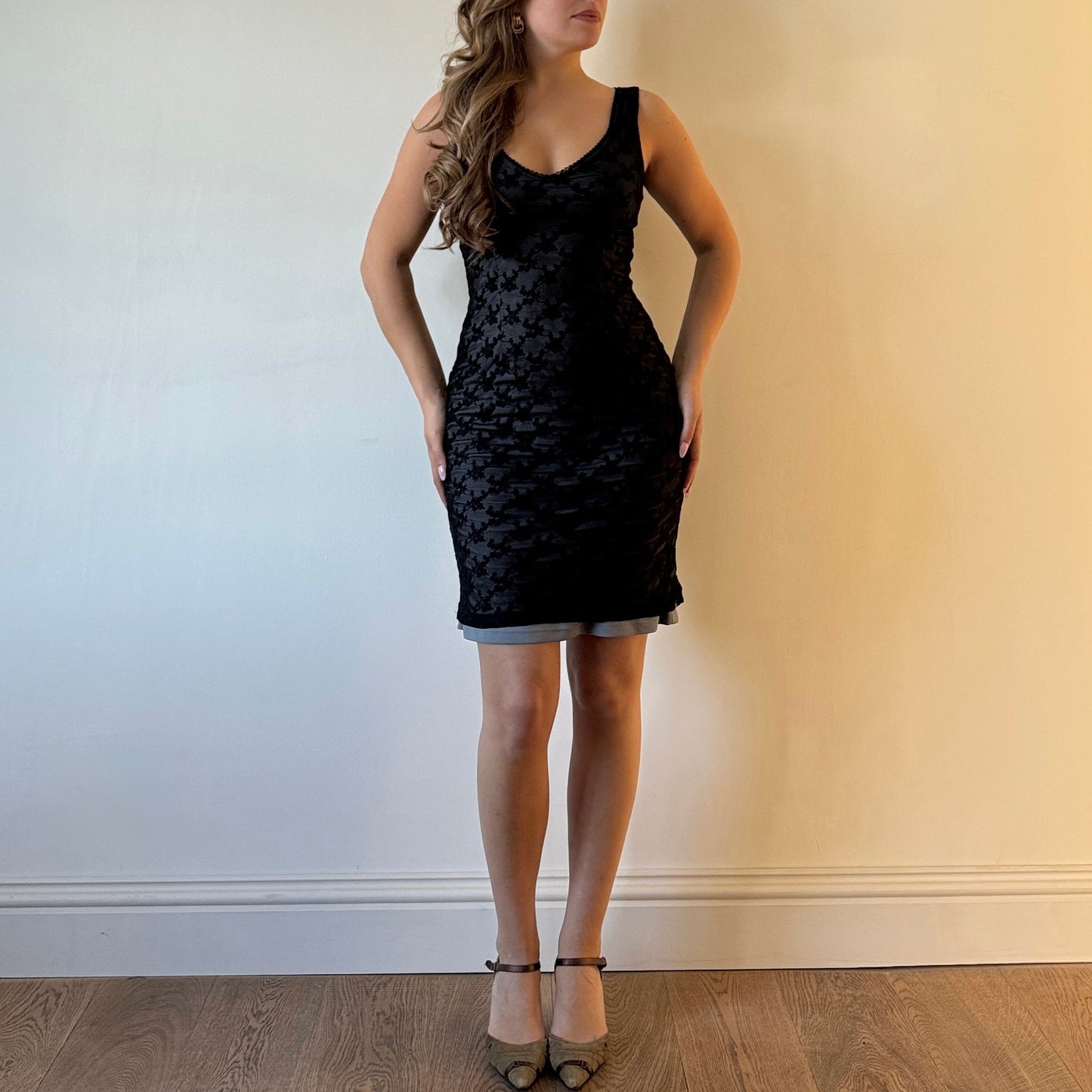 Black lace midi dress - Size S