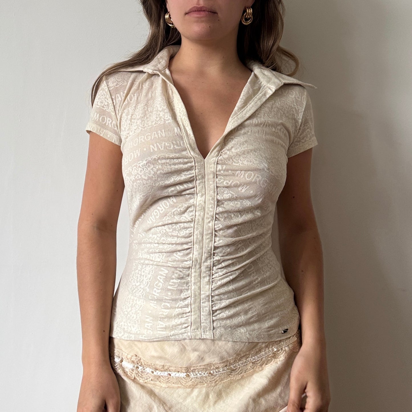 Morgan de Toi mesh monogram top - Size M