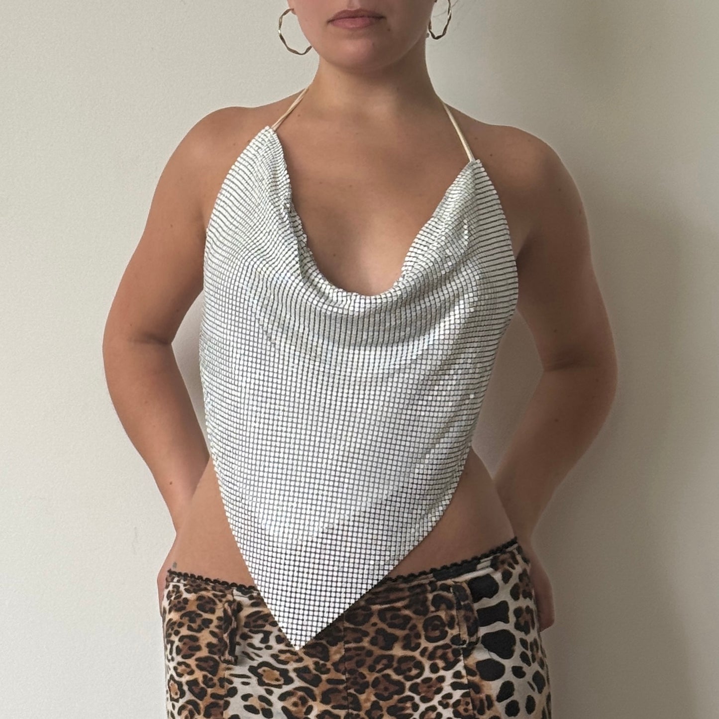 Silver chainmail top - One Size