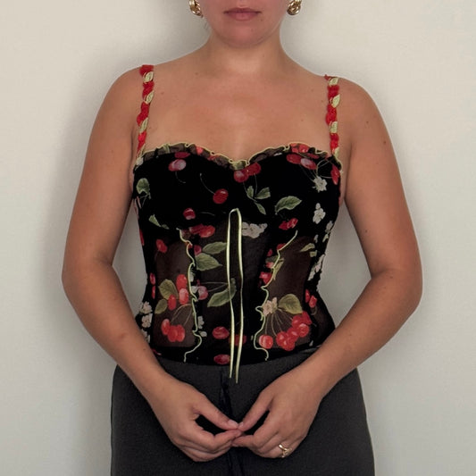 Cherry print corset - Size S