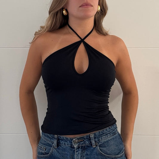 Morgan de Toi black cutout top - Size S