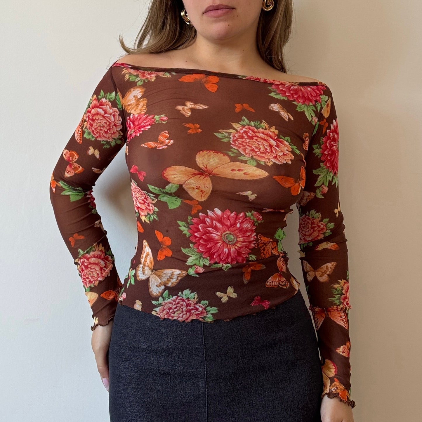 Floral mesh top - Size S