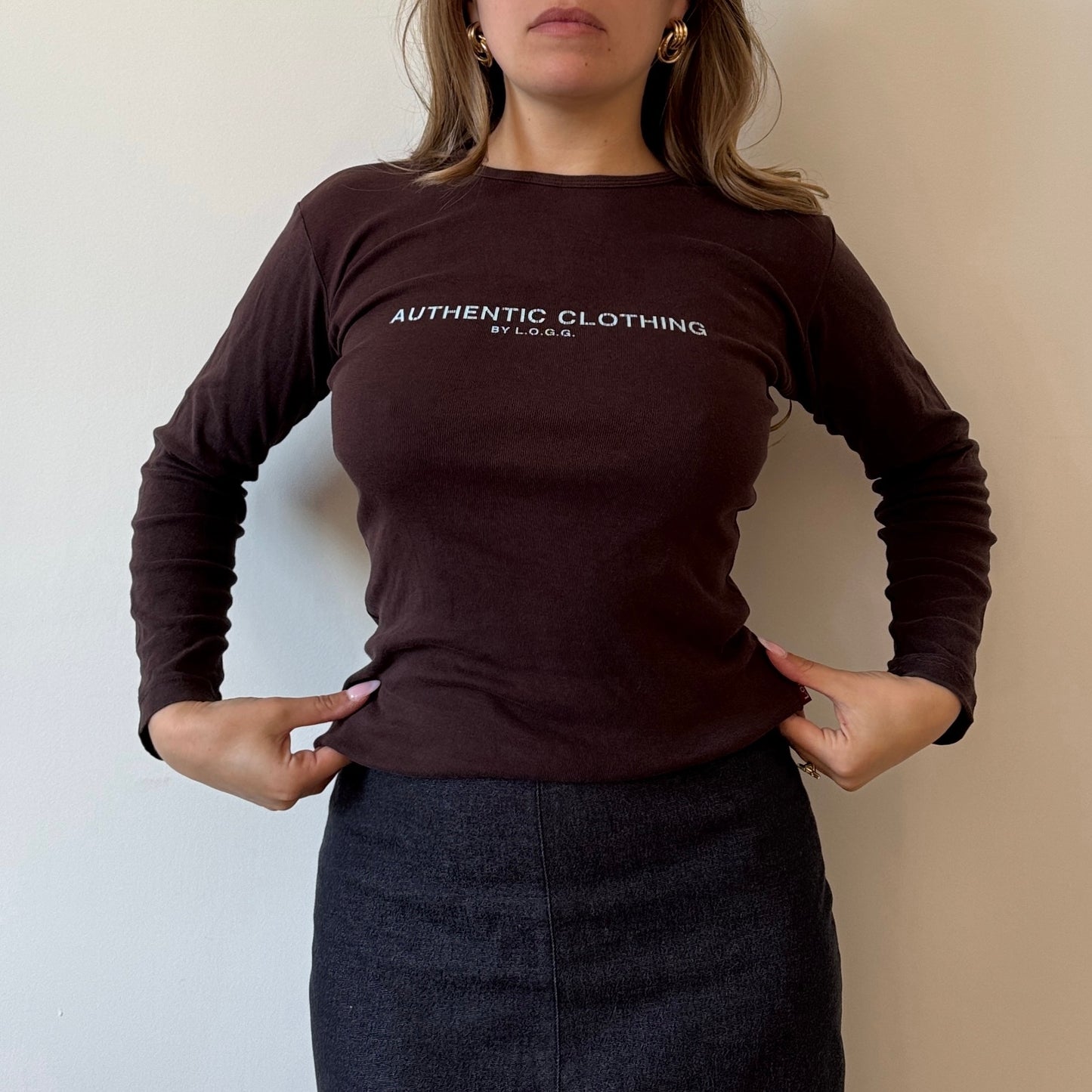 Brown long sleeved top - Size S/M