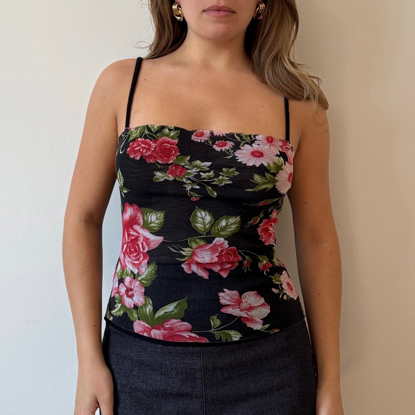 Black floral cami - Size S