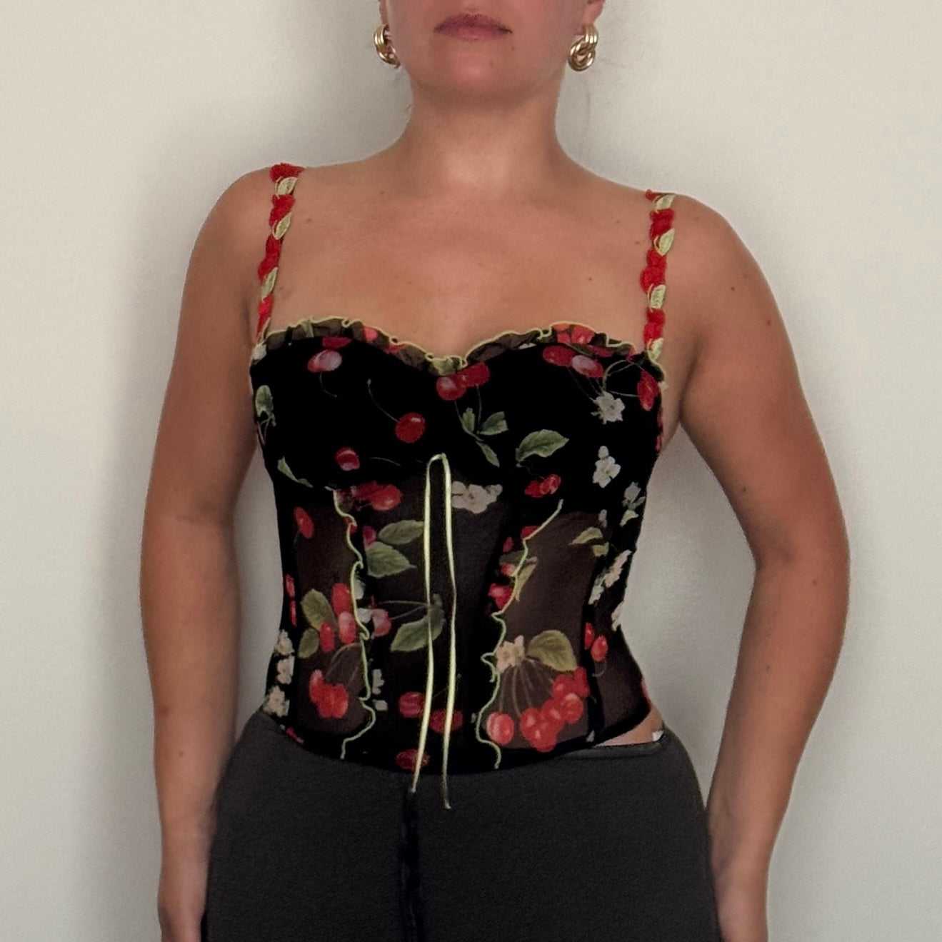 Cherry print corset - Size S
