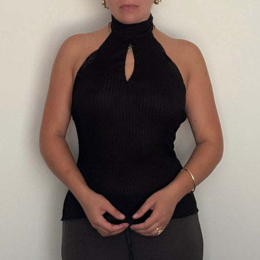 Black plissé top - Size S/M