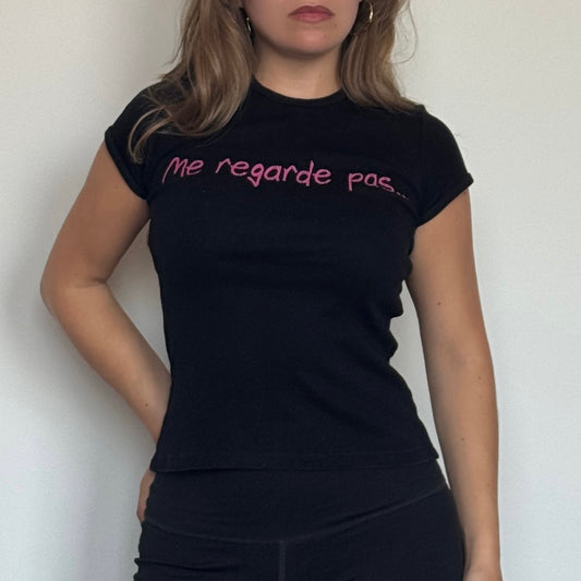 Black slogan t-shirt - Size S