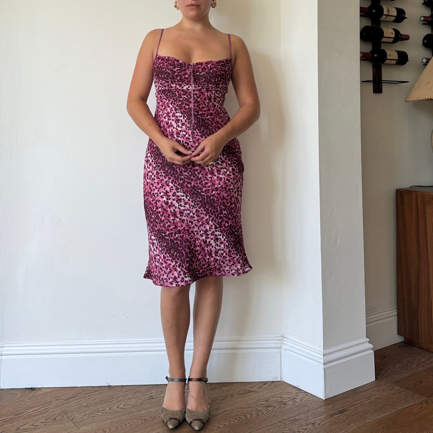 Purple leopard print midi dress - Size S