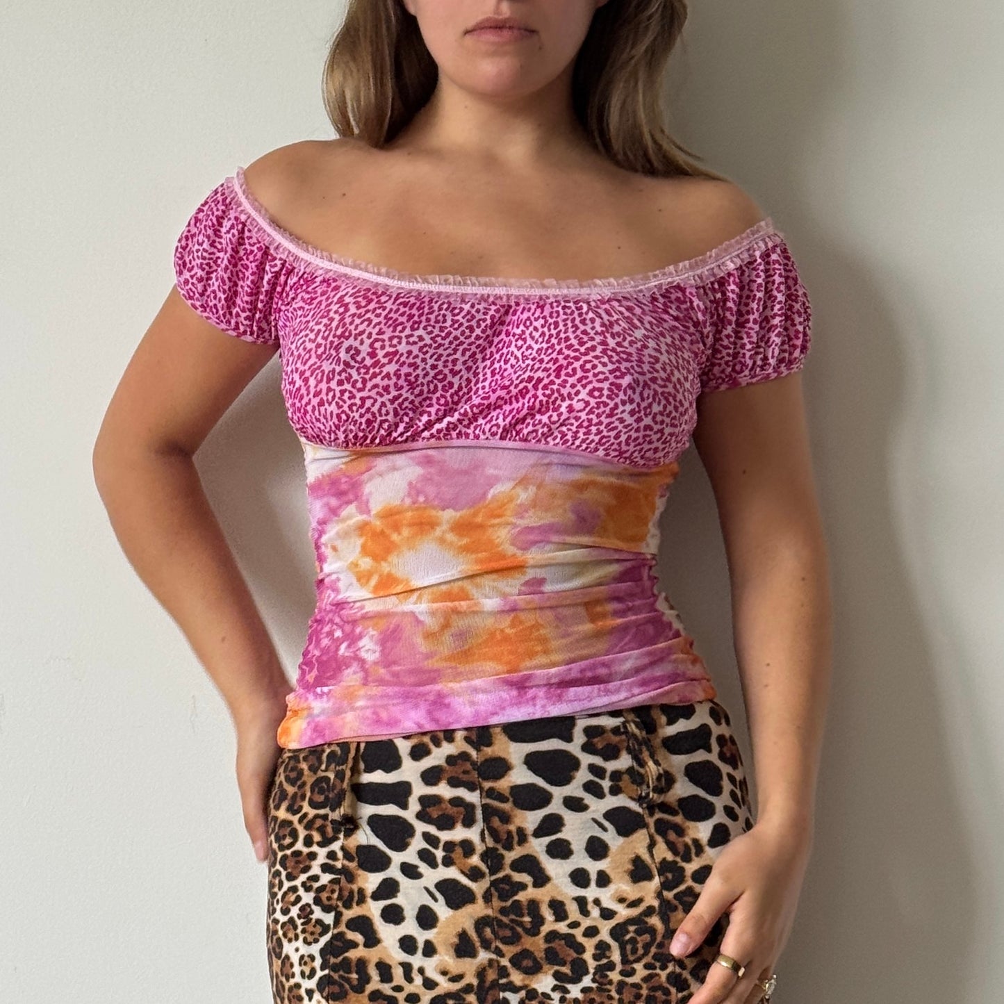 Morgan de Toi leopard mesh top - Size S