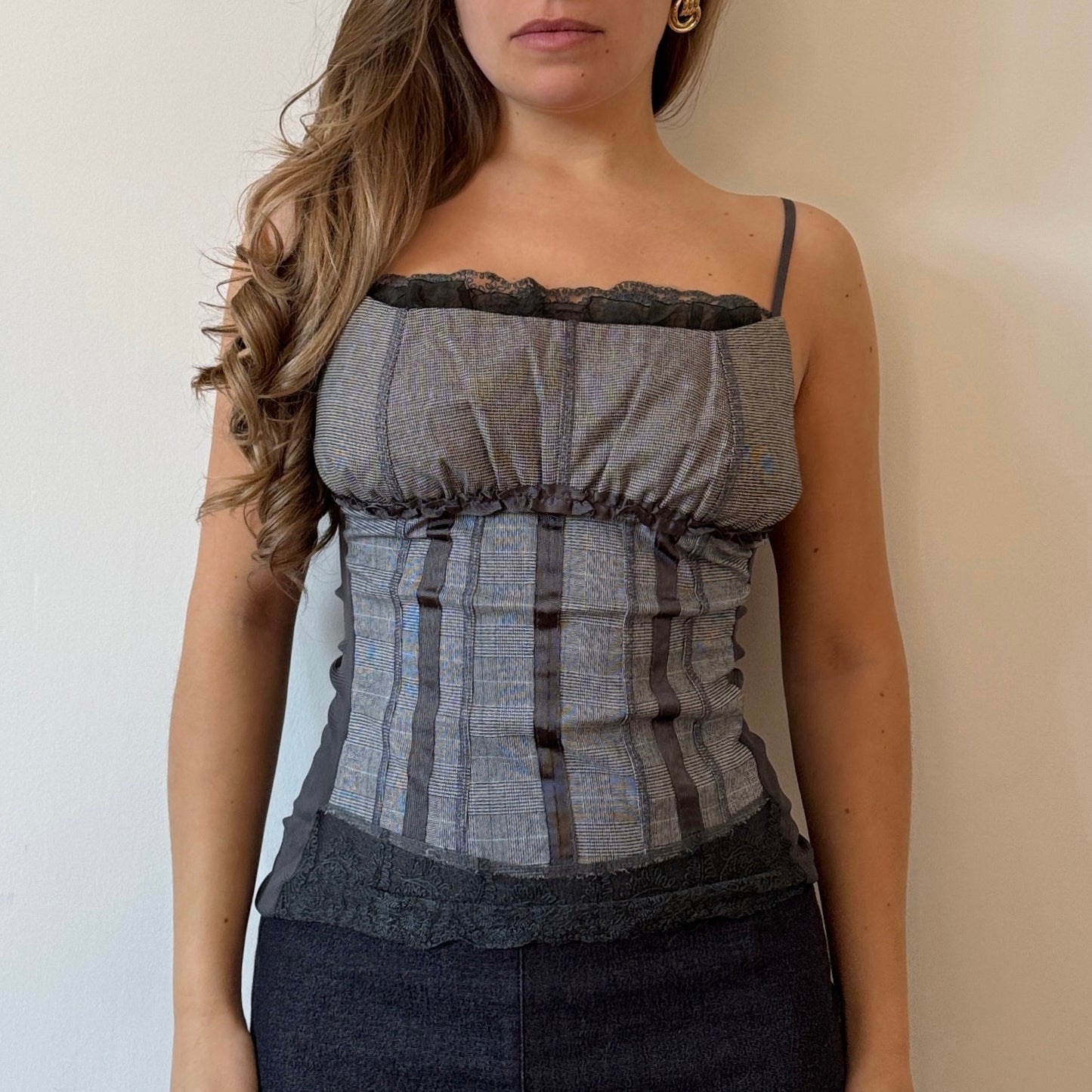 Grey mesh corset top - Size S