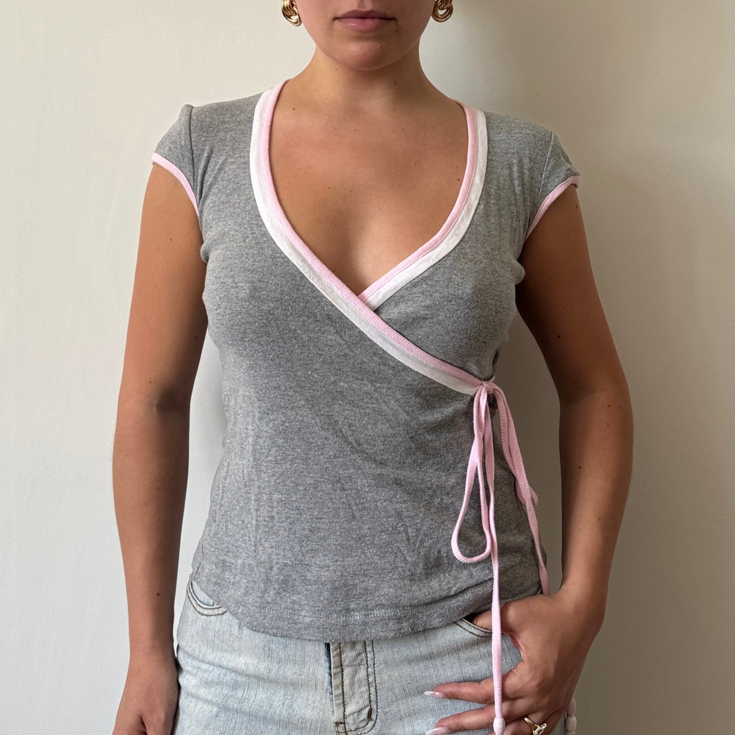 Grey wrap top - Size S