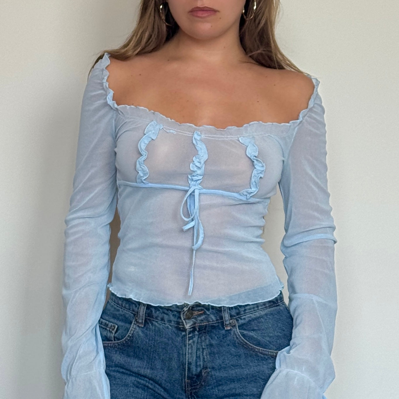 Blue mesh blouse - Size S