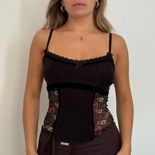 Mesh panelled corset top - Size S/M