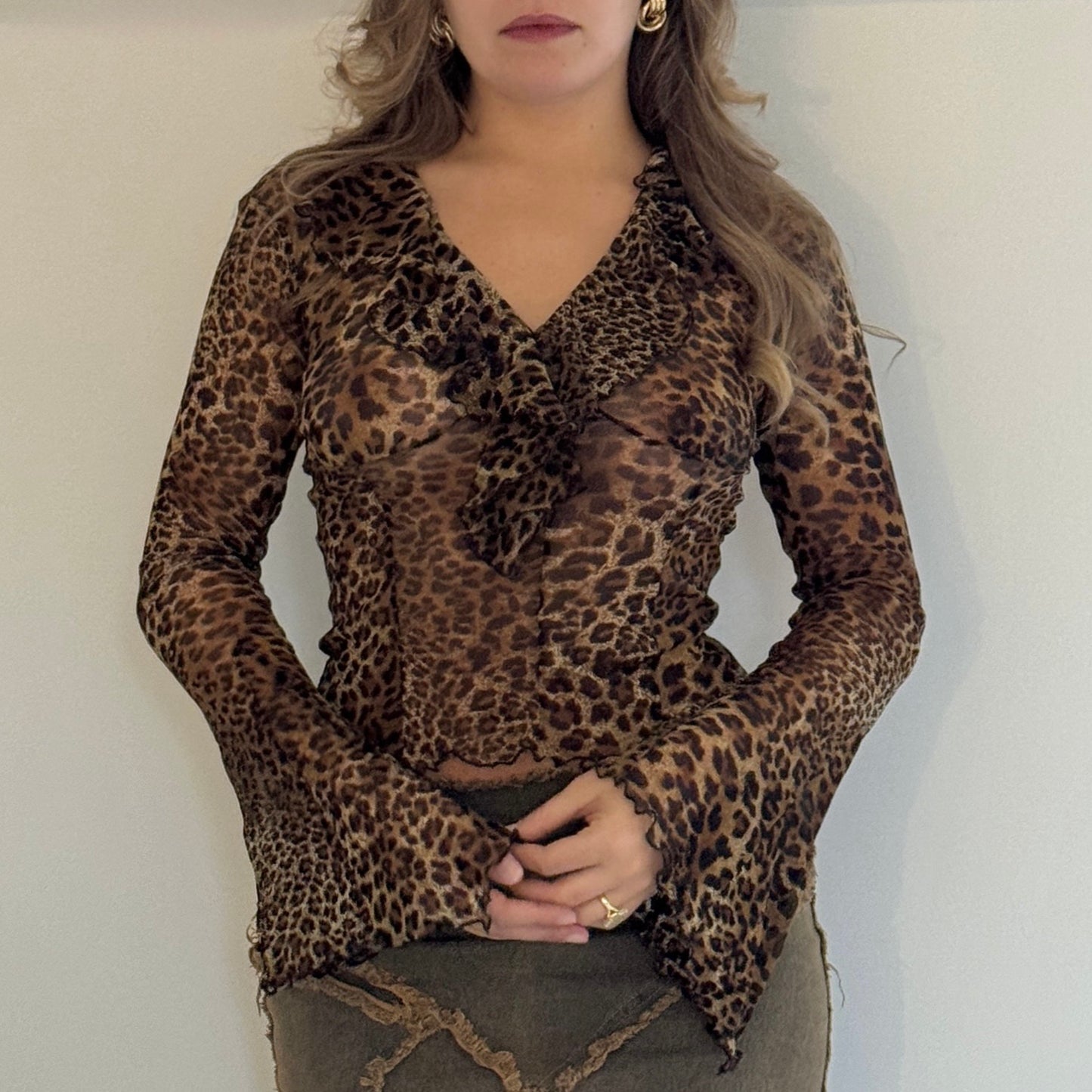 Leopard mesh blouse - Size S