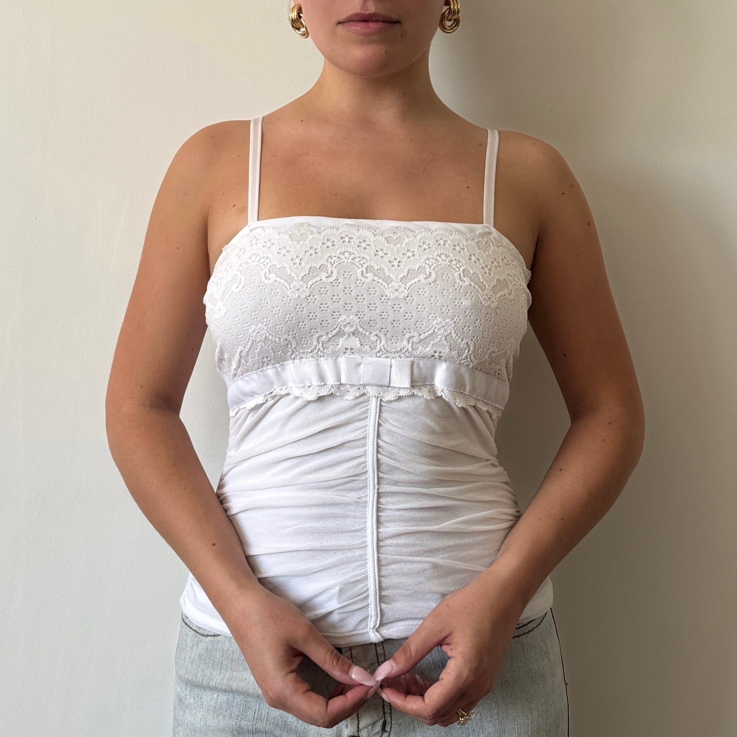 White Morgan ruched cami - Size S