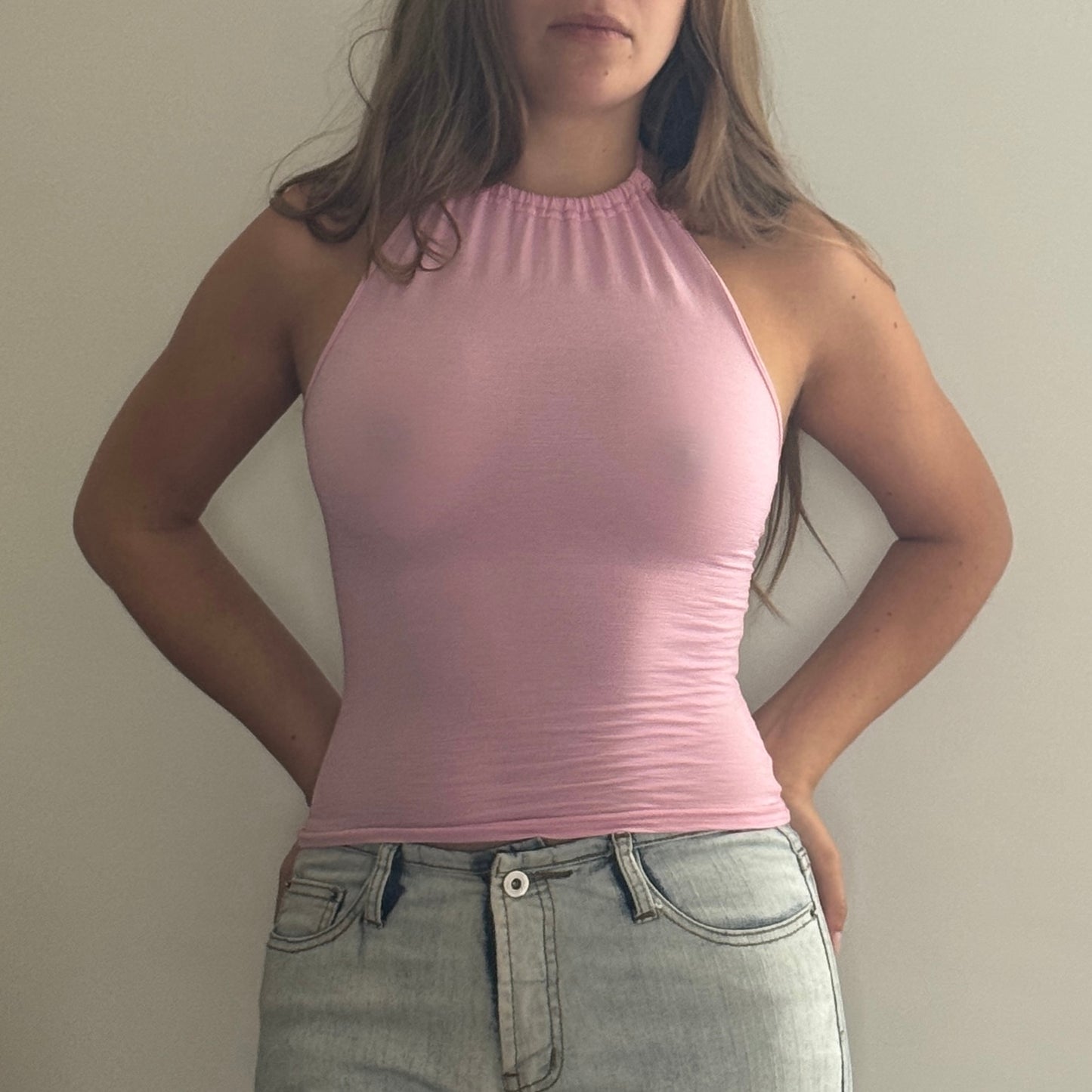 Pink halter neck top - Size XS/S