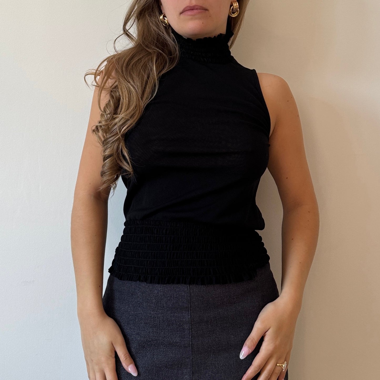 Black mesh backless top - Size S