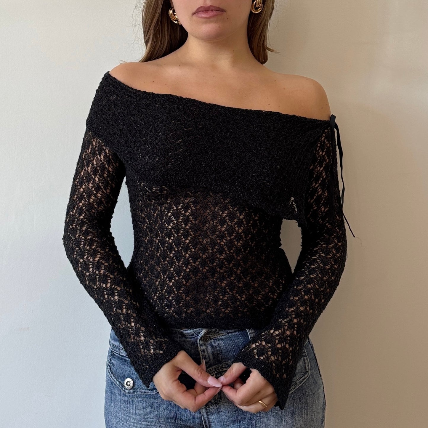 Morgan black knit top - Size S