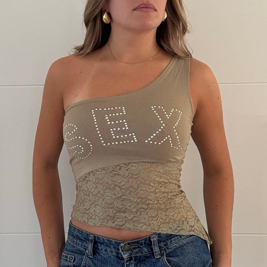 Green one-shoulder top - Size S