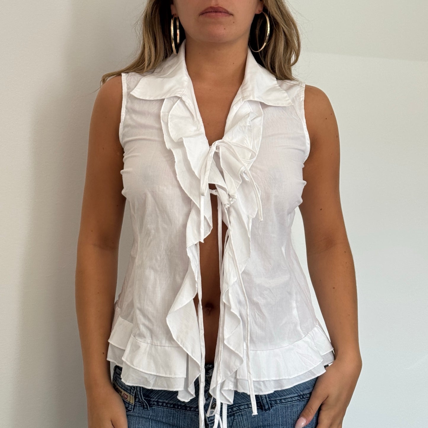 White front-tie top - Size M