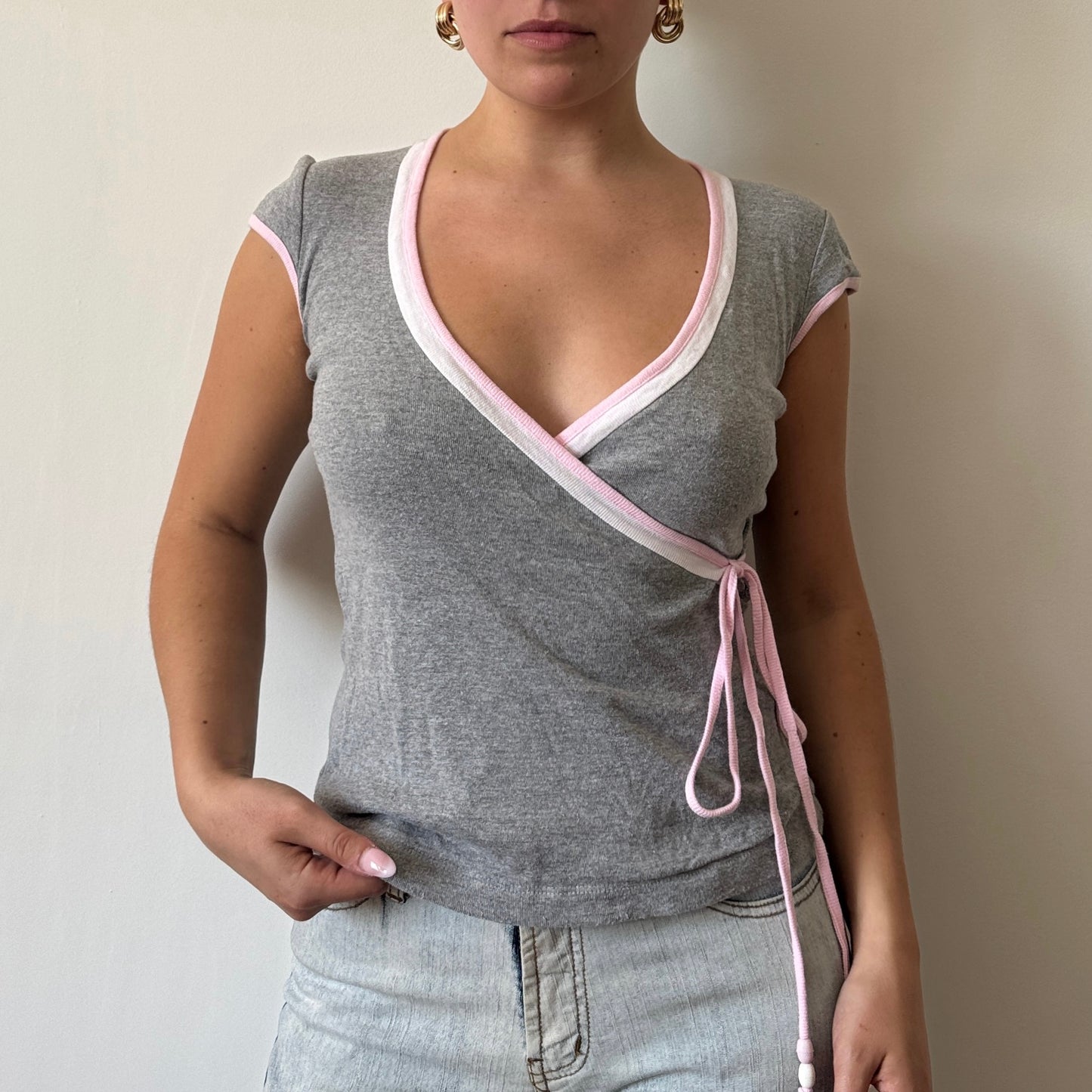 Grey wrap top - Size S