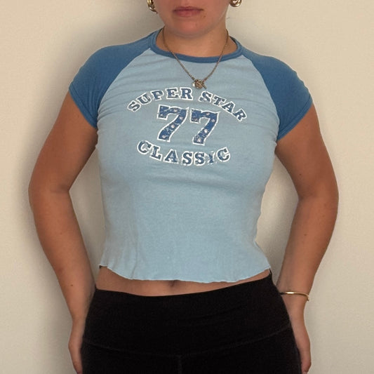 Blue raglan top - Size S
