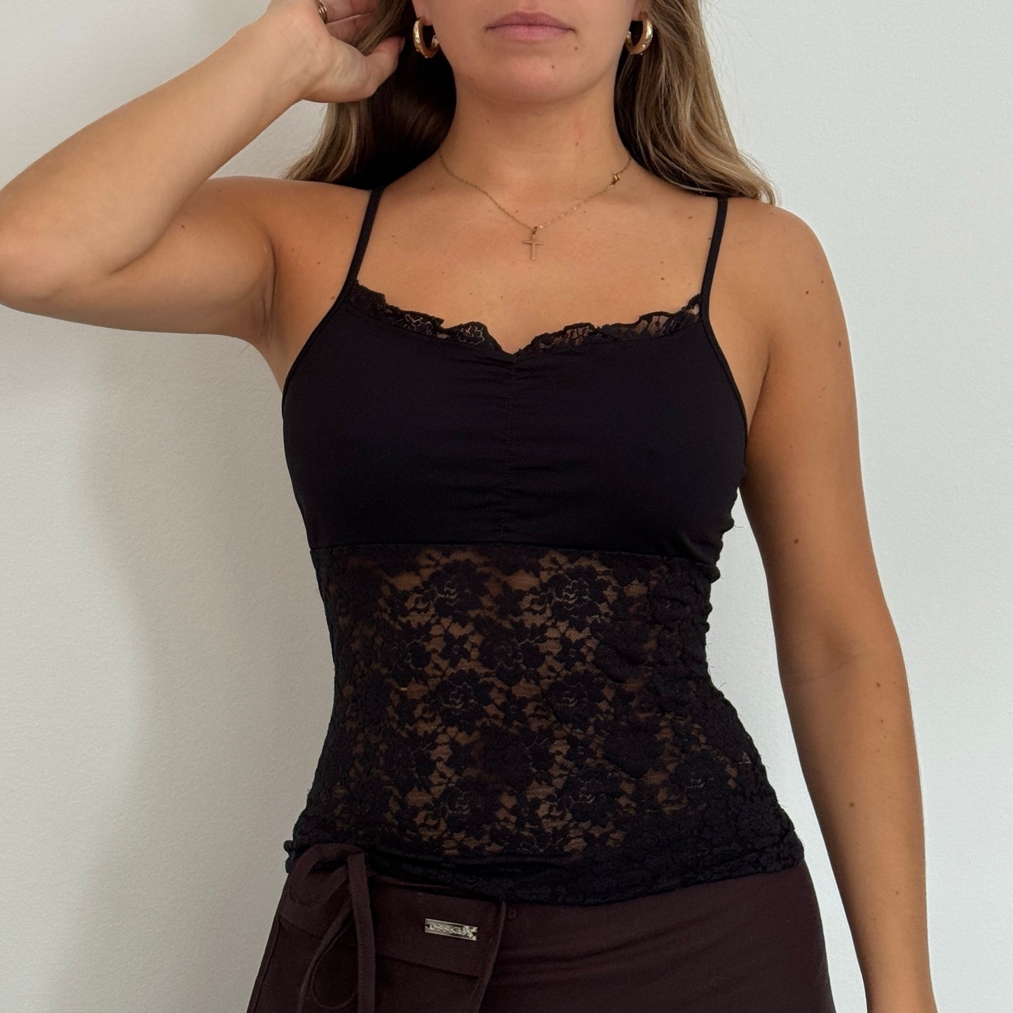 Black lace vest top - Size S