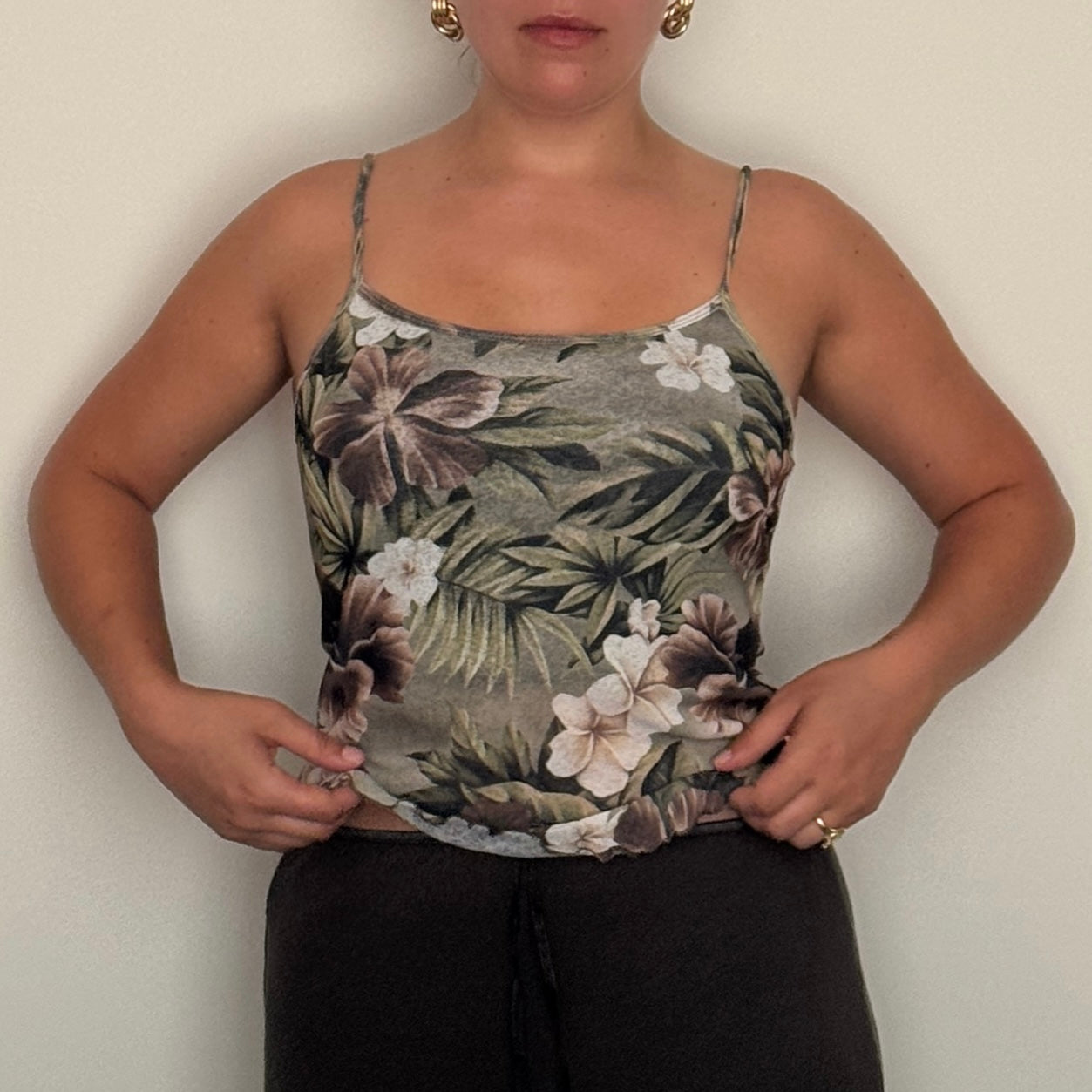 Green floral mesh vest - Size S