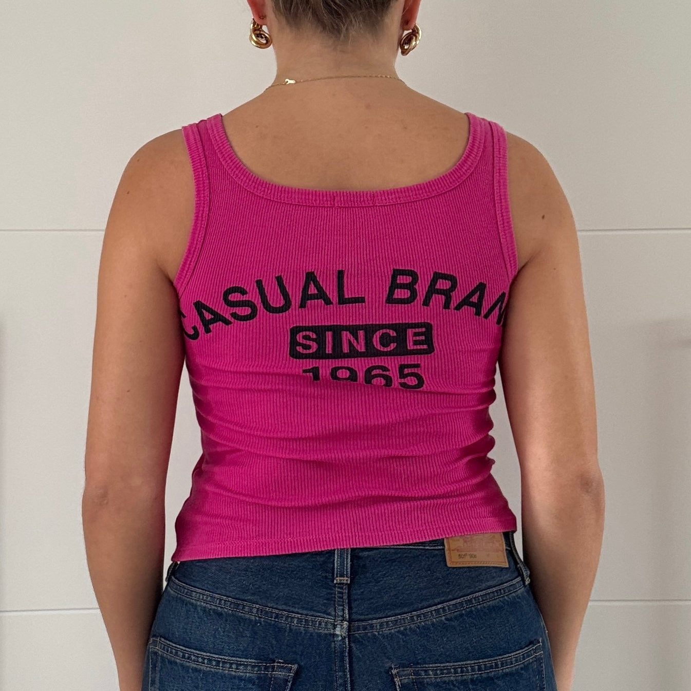 Hot pink ribbed vest - Size XS