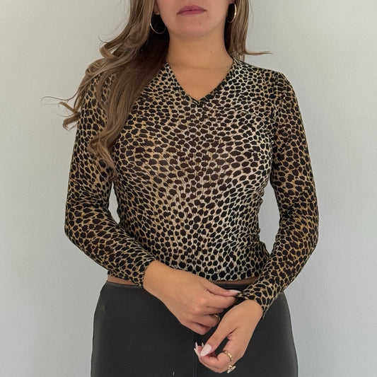 Kookai leopard mesh top - Size S