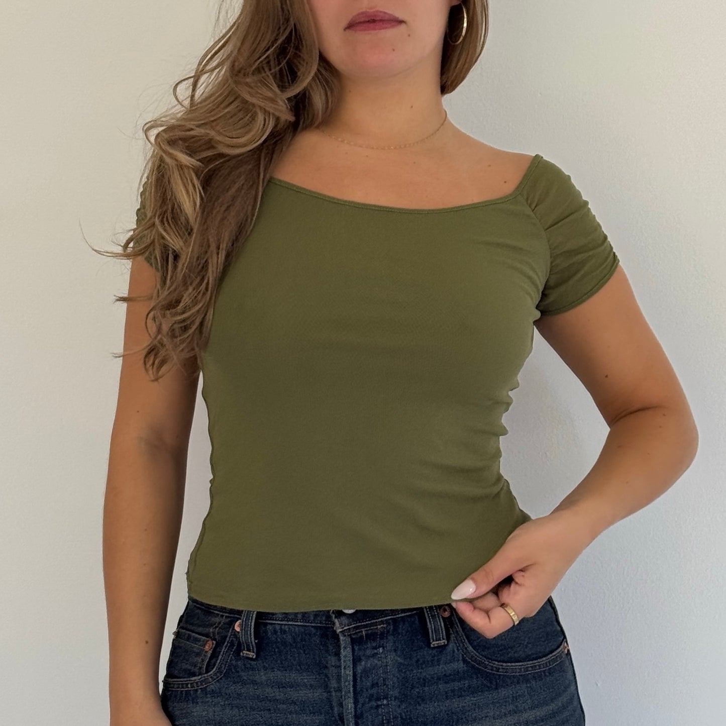 Morgan de Toi green mesh top - Size S