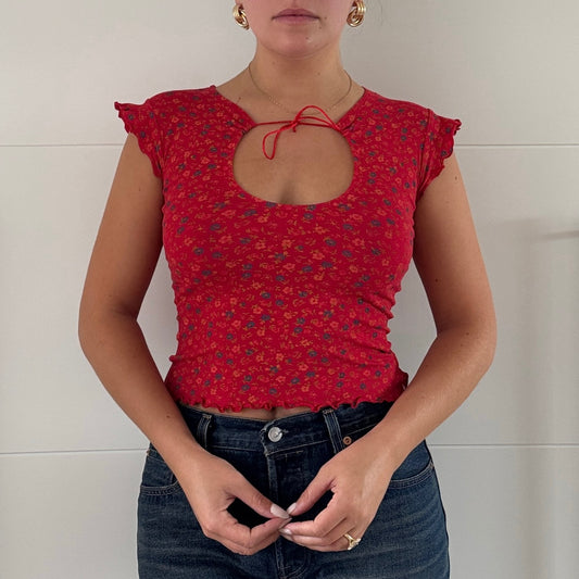Red keyhole top - Size XS/S