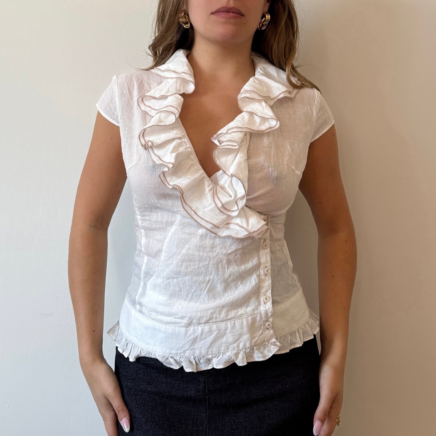 White ruffle blouse - Size S