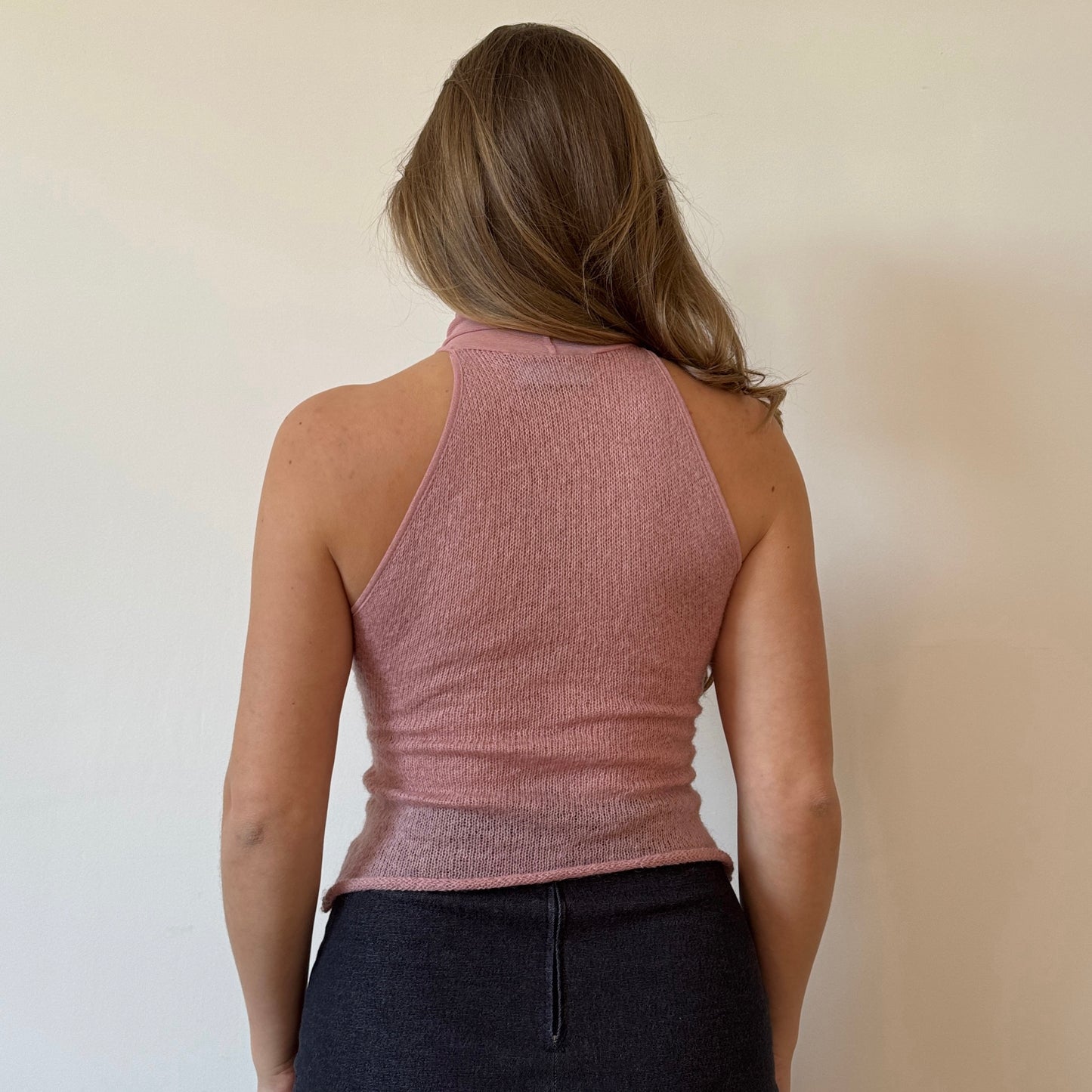 Pink knit mesh top - Size S