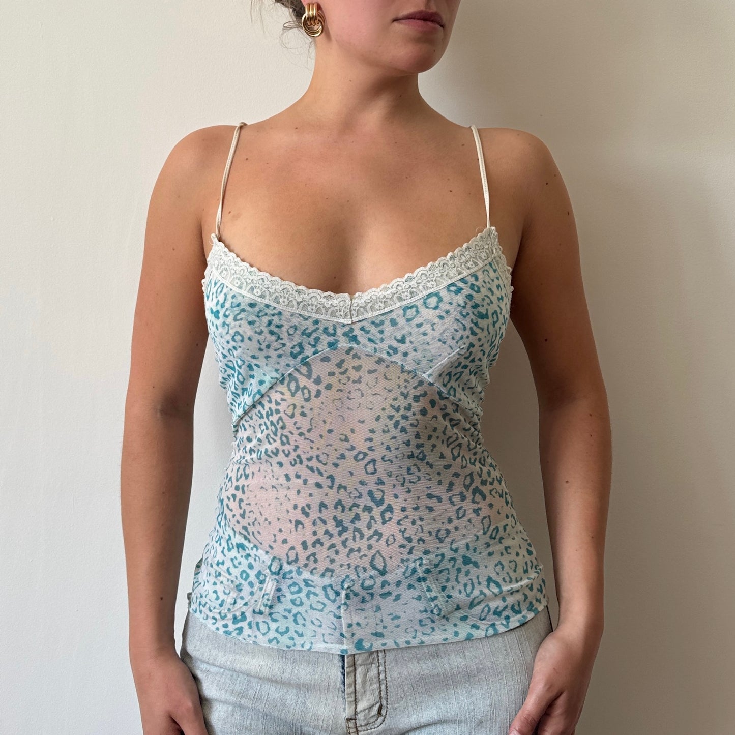 Blue leopard mesh cami - Size S/M