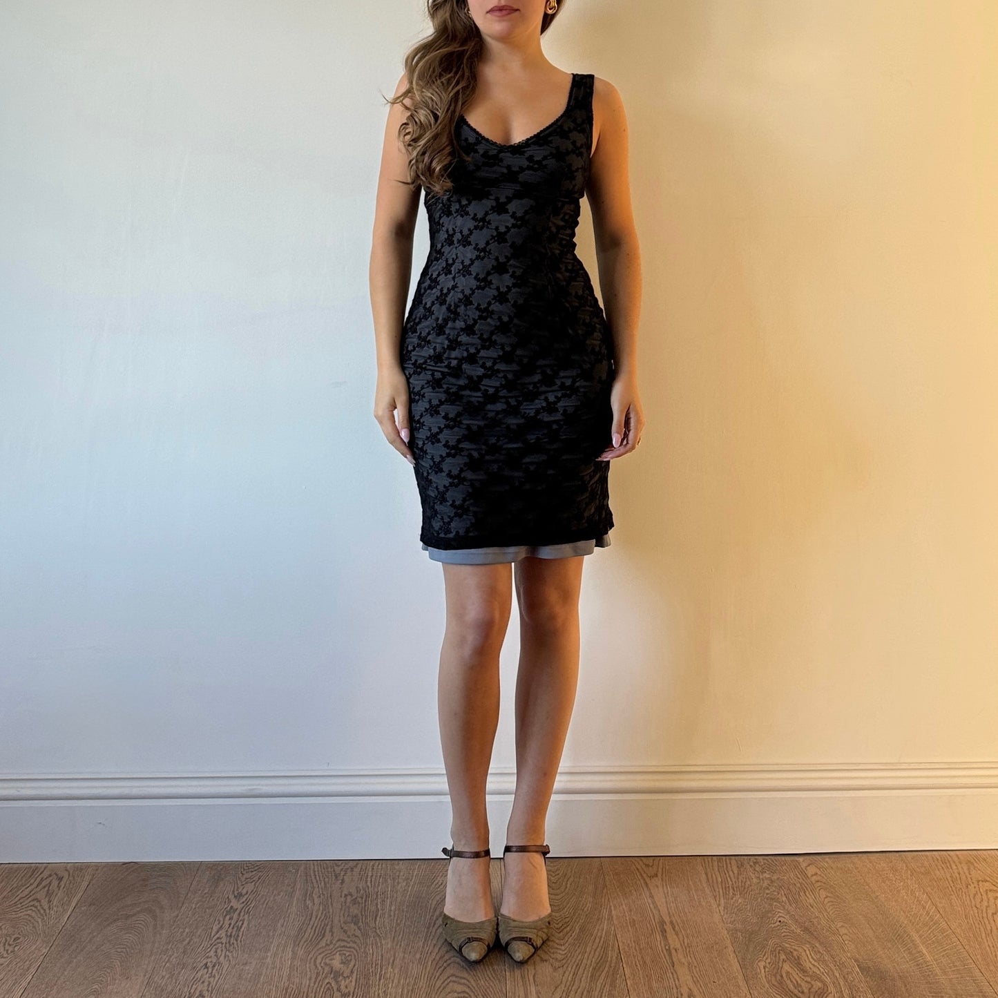 Black lace midi dress - Size S