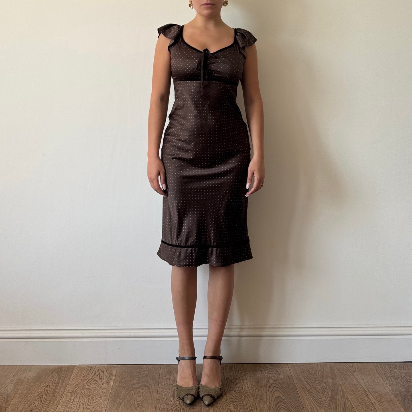 Brown polka dot dress - Size S