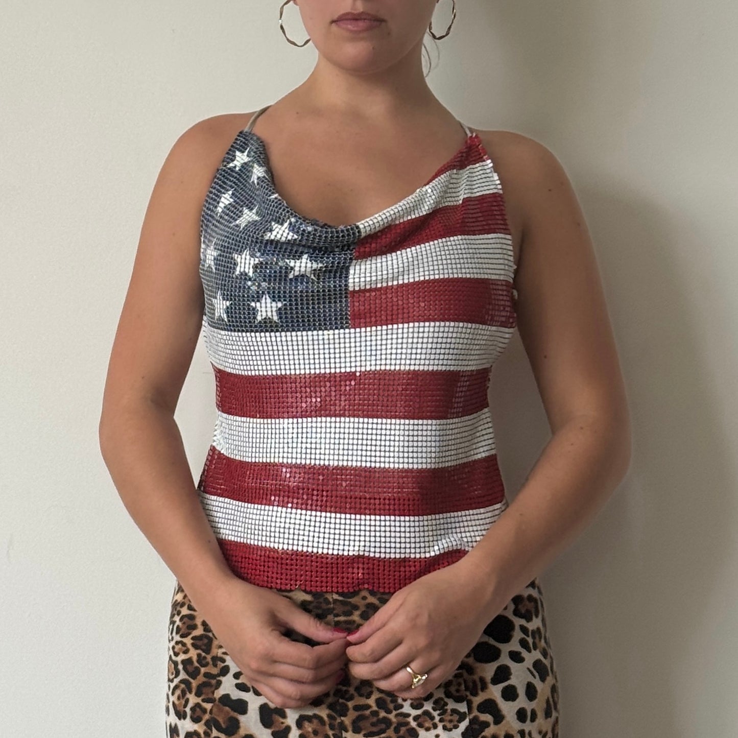 USA print chainmail top - one Size