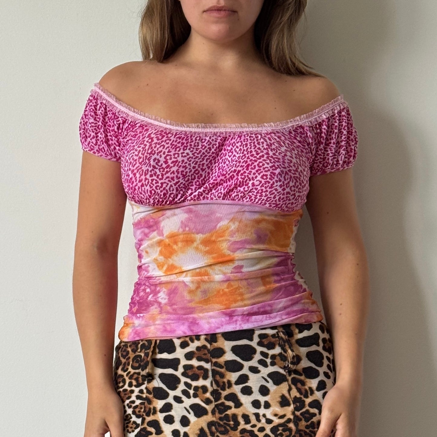 Morgan de Toi leopard mesh top - Size S