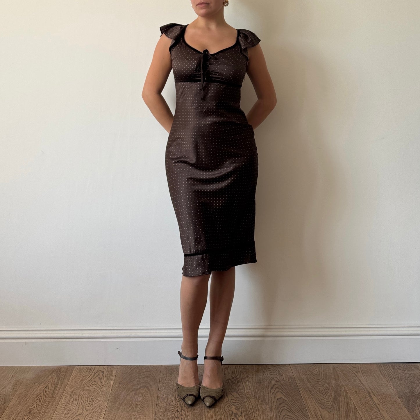 Brown polka dot dress - Size S
