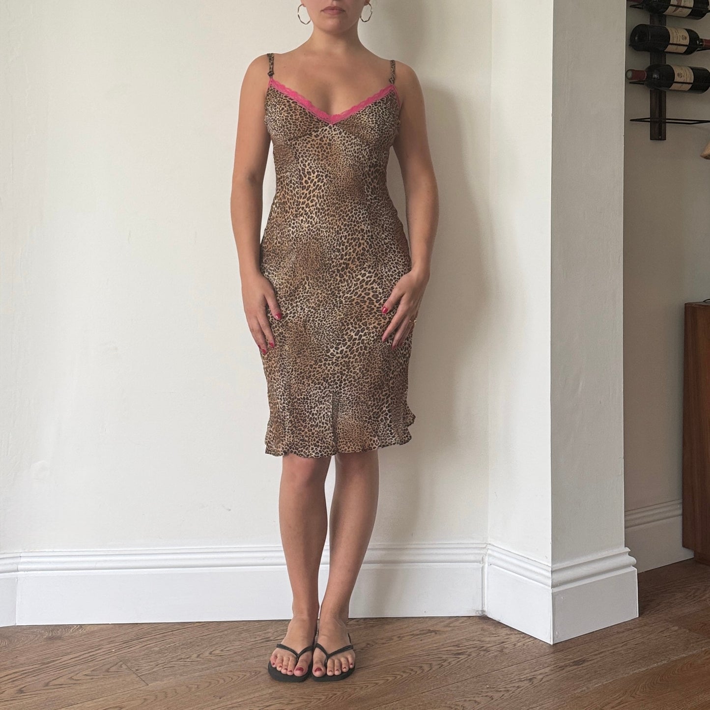 Leopard print mesh midi dress - Size S