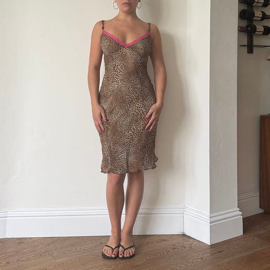 Leopard print mesh midi dress - Size S