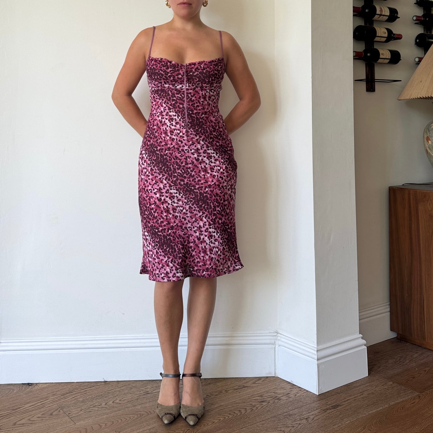 Purple leopard print midi dress - Size S